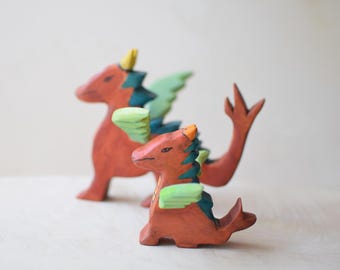 Holz Drache Spielzeug – Waldorf & Montessori Figur – Handgemachtes Fantasie Spielzeug – Geschenk für Kinder