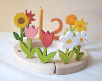 Blumen Stecker für Geburtstagskranz / Holzblume Waldorf Jahreszeitenring / Frühlingsdeko / Geburstagsring Zubehör