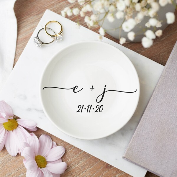 Engagement jewelry dish wedding ring holder wedding gift for couple engagement gift personalised trinket dish  gift for bride jewellery dish