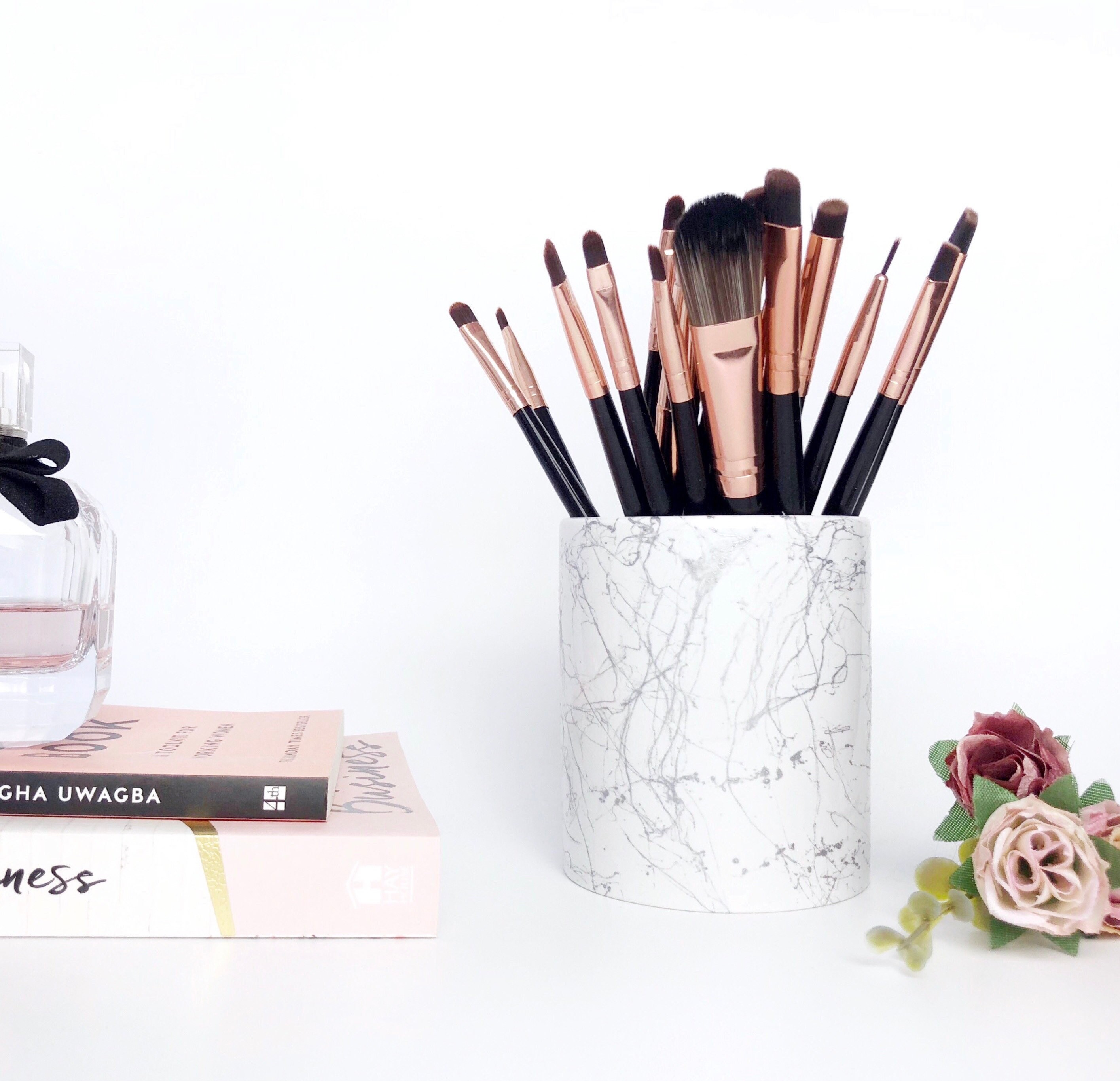 Marble MAKEUP BRUSH HOLDER marble desk accessories marble Etsy
