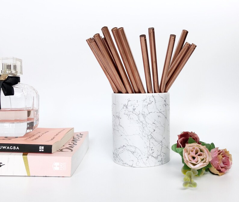 Marble Pen Pot Desk Accessories Storage 50
