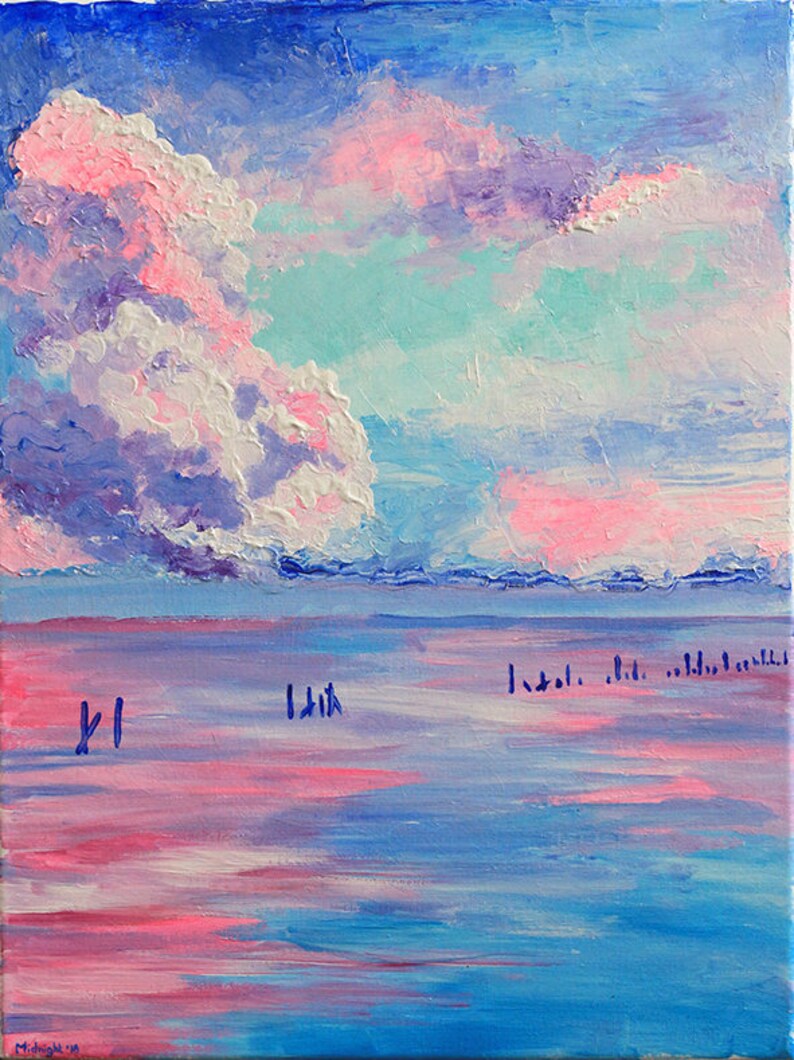 Seascape Acrylic painting Soft breeze Pastel colors 30x40 | Etsy