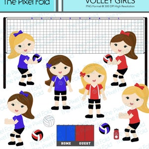 Volley Mädchen Clipart | Druckbare Volleyball PNG | Volleyballspieler