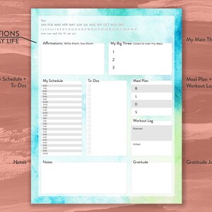 Day Planner Printable Watercolor Day Designer Daily Plan - Etsy