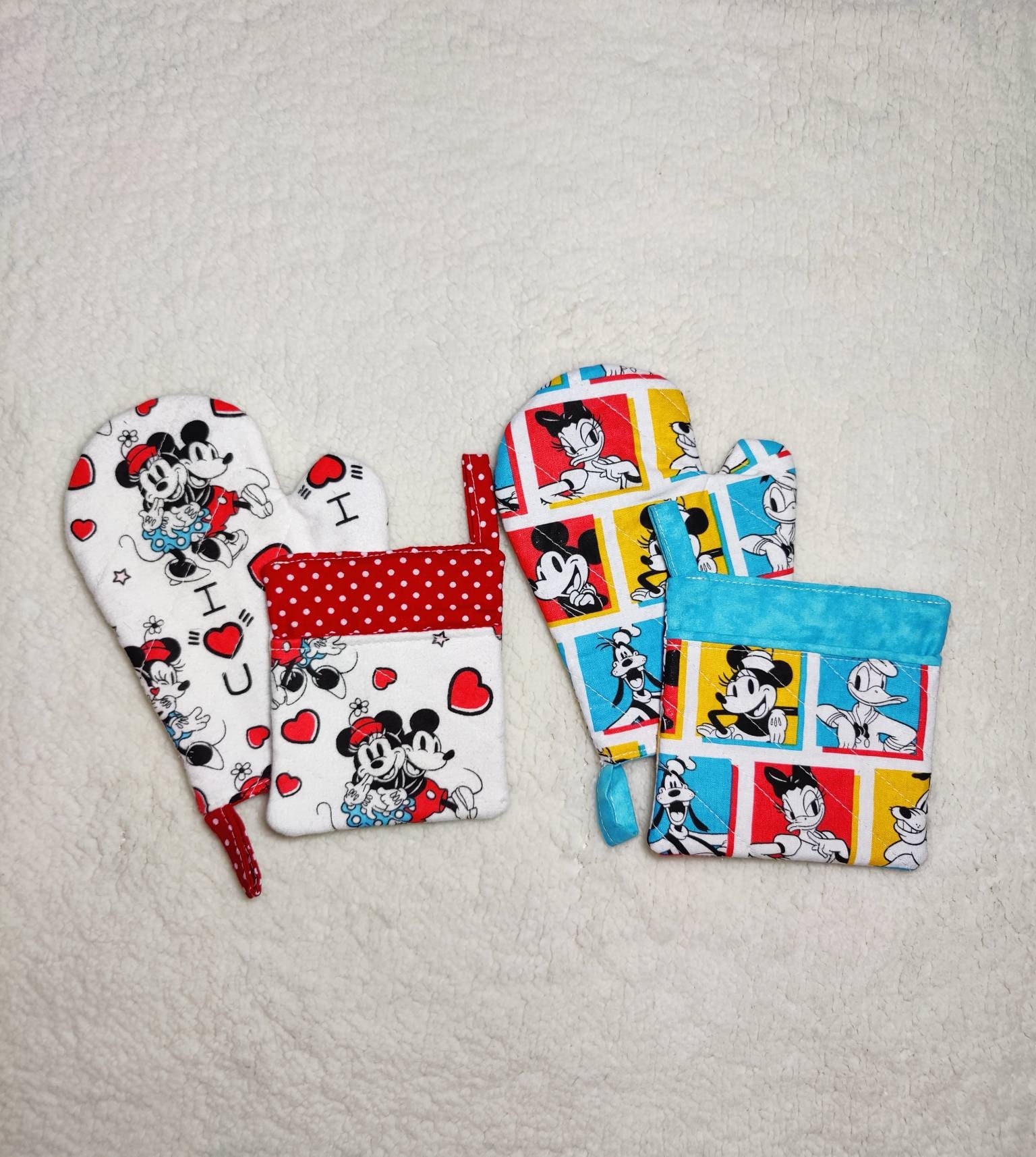 Disney Mickey Mouse Pure Cotton Oven Mitts Cute Animation Baking Dedicated  Heat Insulation Gloves Kitchen Microwave