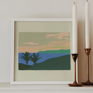 Island Digitally Hand-Drawn Art Print