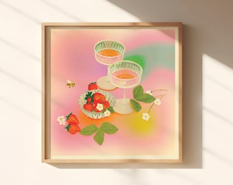 Strawberry Rainbow Cocktail Art Print