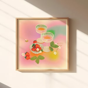 Strawberry Rainbow Cocktail Art Print