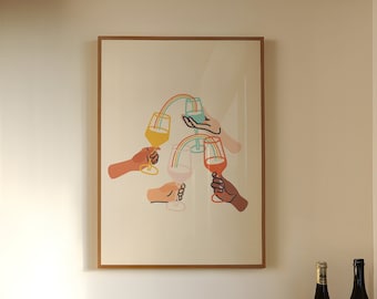 Happy Hour Bar Rainbow Wall Art Print