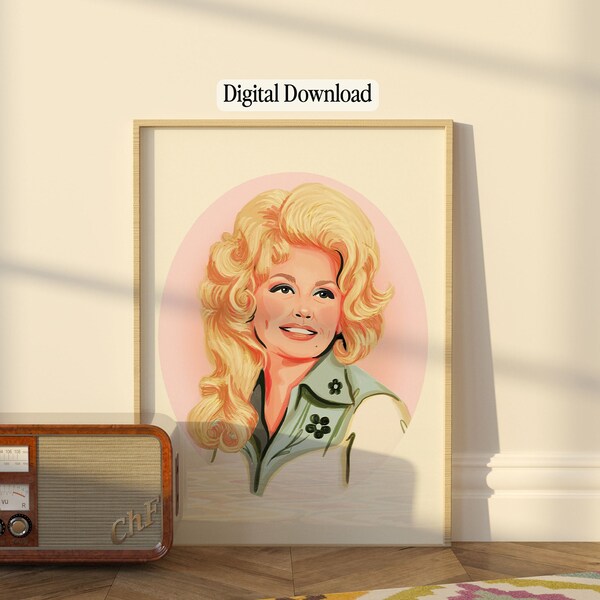 Hand-Drawn Dolly Parton Digital Download Art Print