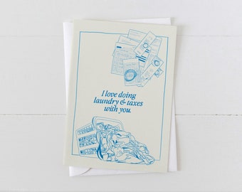 Everything Everywhere All At Once Laundry and Taxes Couples Love Greeting Card