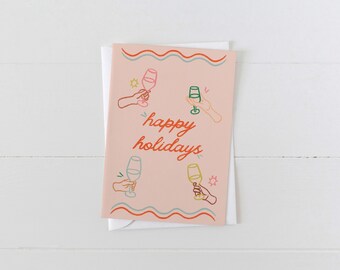 Happy Holidays Hand-Drawn Greeting Card