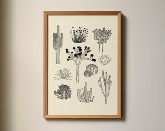 Hand-Drawn Desert Cacti Art Print