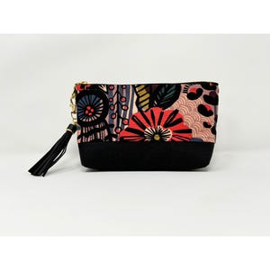 Bolsa clutch média, bolsa com zíper, bolsa de maquiagem, bolsa de cosméticos, bolsa de viagem, estojo de lápis, bolsa de lona de algodão