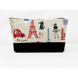 Bolsa clutch Paris, bolsa com zíper, bolsa de maquiagem de lona, bolsa de cosméticos, bolsa de viagem, estojo de lápis, bolsa de lona de algodão