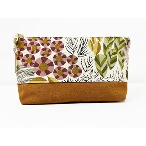 Bolsa Floral de Outono, Bolsa de Cosméticos Elegante com Zíper Dourado