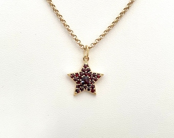 Adorable Bohemian Garnet Star Pendant Charm