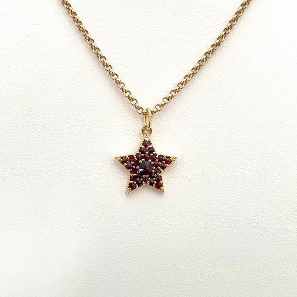 Adorable Bohemian Garnet Star Pendant Charm