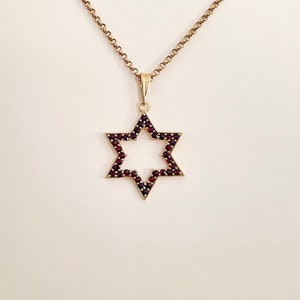 Beautiful Bohemian Garnet Star of David Pendant Charm - Medium