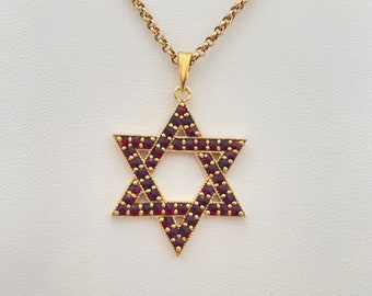 Beautiful Bohemian Garnet Star of David Pendant Charm -  Large