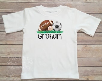 Sports Themed Tee, Boys Tee, Kids Tee, Baseball Tee, Football Tee, Soccer Tee, Boys Sports Tee