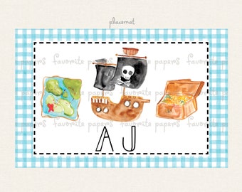 Aquarelly Personnalisé Pirate Trio Stratifié Placemat