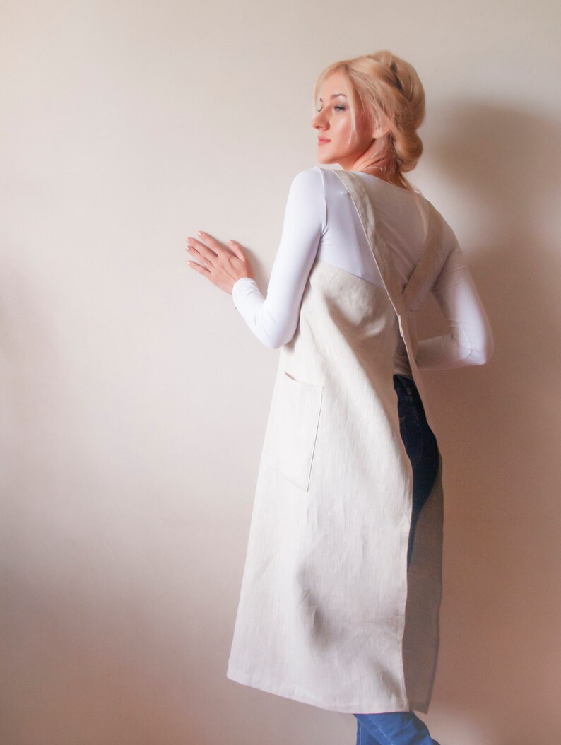 JAPANESE Style LINEN APRON cross back apron aprons for Etsy