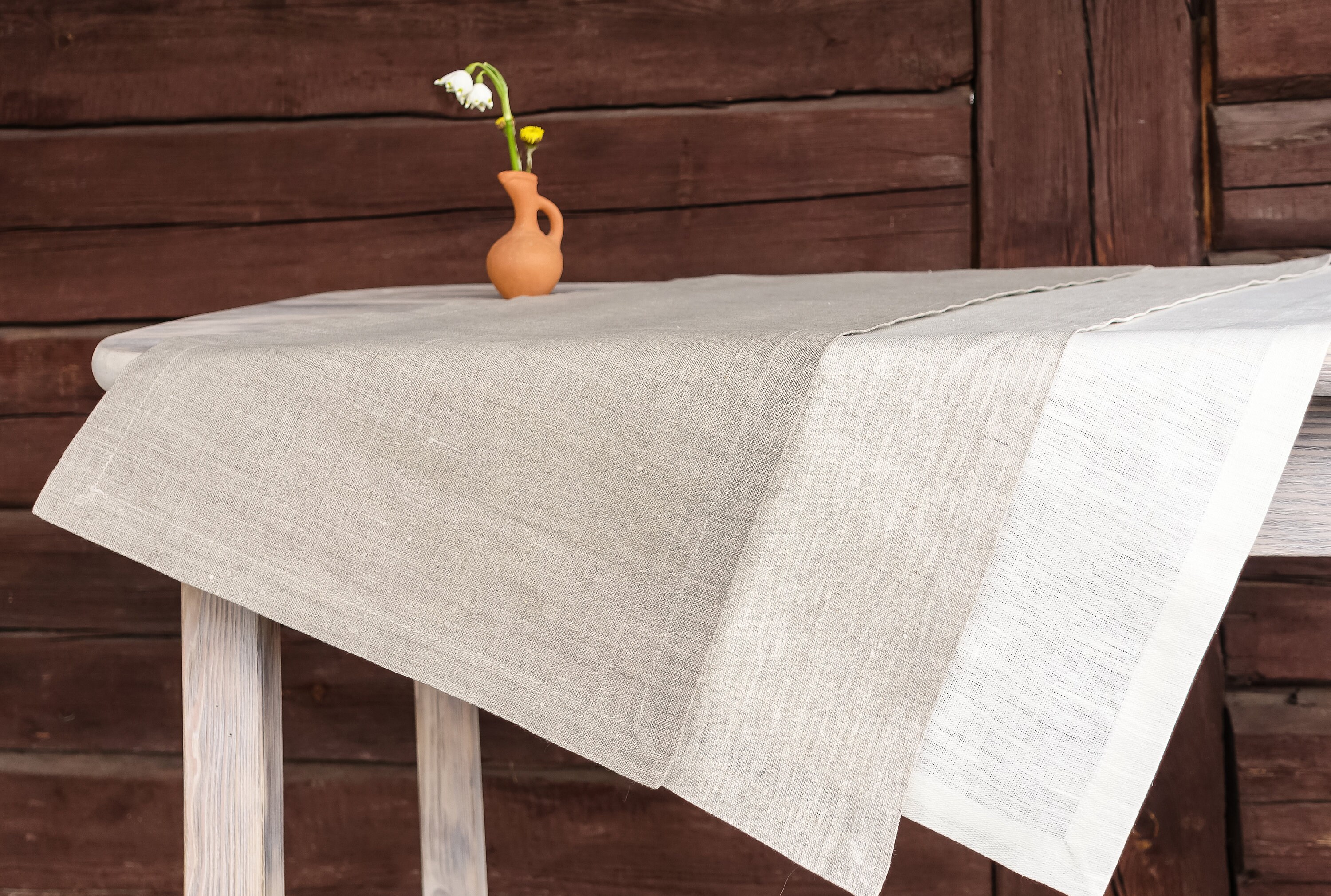 Linen Table Runner. Mitered corner. Table Decor. Wedding table Etsy