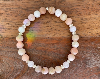 Pulsera de piedras preciosas naturales KuanYin II~ de ópalo rosa y morganita