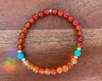 Pulsera de piedras preciosas naturales Pele~ de cornalina y turquesa
