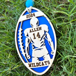 Personalized Football Jersey Wood Ornament: Team Player Gift