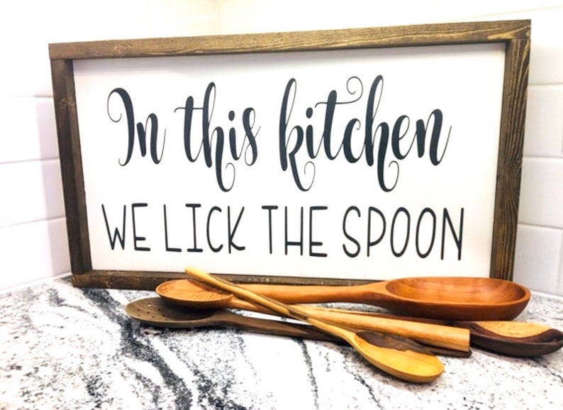 Download In this kitchen we lick the spoon wood sign wood trim | Etsy