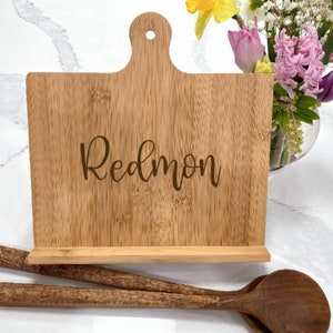 MyGift Text Paddle Style Wood Cookbook Stand, Country Tablet Holder, Brown  