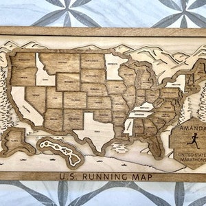 Running in all states Marathon half marathon United States Travel Map wood trip  map Map puzzle USA Track Which US States You&#39;ve Raced In