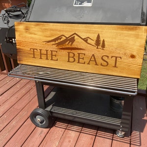 Traeger Yoder type grill wood side front board burned rustic