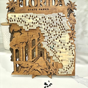 Florida State Park Travel Map Made of Wood and Customizable Road Trip ...