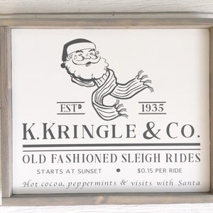 Santa Kris Kringle sleigh rides, Christmas wood sign,christmas sign, reindeer sign,Christmas decor,farmhouse christmas decor, hot cocoa