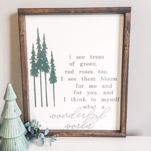 And I think to myself what a wonderful world wood Christmas decor sign