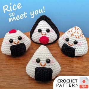 Rice Ball Onigiri Amigurumi Crochet Pattern Set: PDF Digital Download (Beginner-Friendly)
