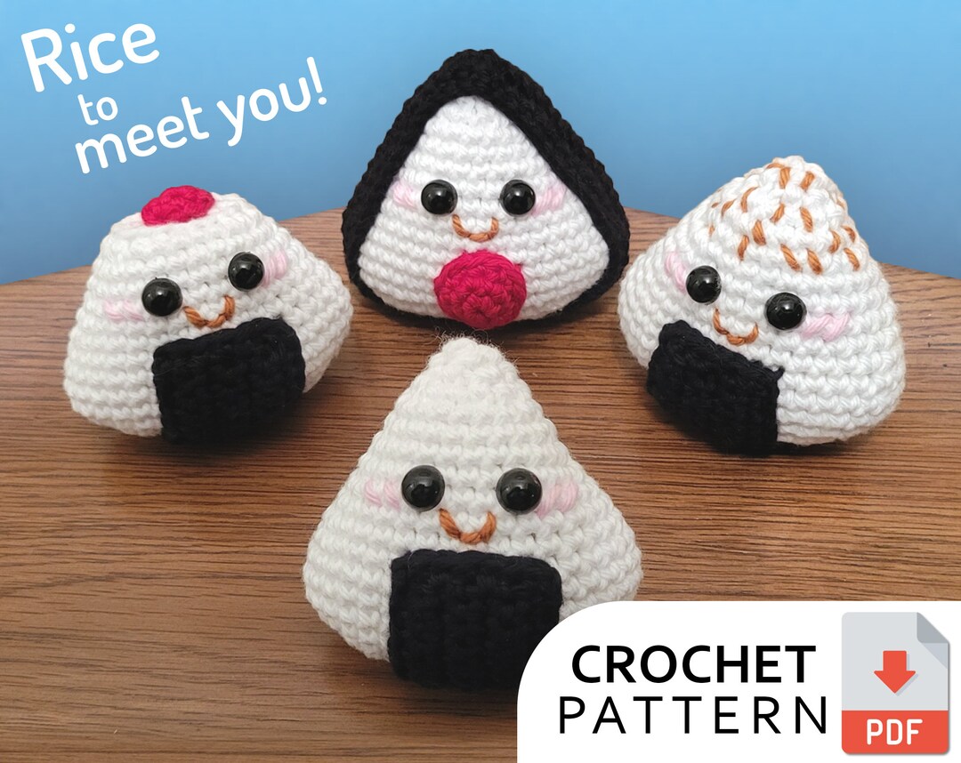 Crochet Rice Ball Pattern Set Onigiri Multiple Styles Included - Etsy