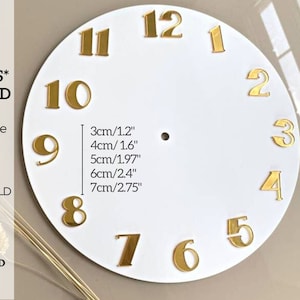 12pcs 'Art Deco' Mirrored Silver, Gold (standard or bright) Numerals, Height 3-7cm, Non-adhesive Laser Cut Numbers for Epoxy Resin Clocks