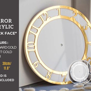 Modern Mirror Clock Face Silver, Gold (standard or bright) Acrylic Dial D30cm/11.8" for clock making, resin art