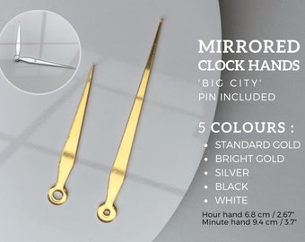 5 colours Mirrored Classic Clock Hands 'BIG CITY' Gold, Silver, Black, White Laser Cut Acrylic Epoxy Resin Clocks (pin included)