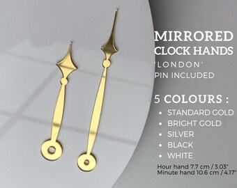 5 colours Mirrored Clock Hands 'London' Silver, Gold, Black, White Laser Cut Acrylic Epoxy Resin Clocks (pin included)