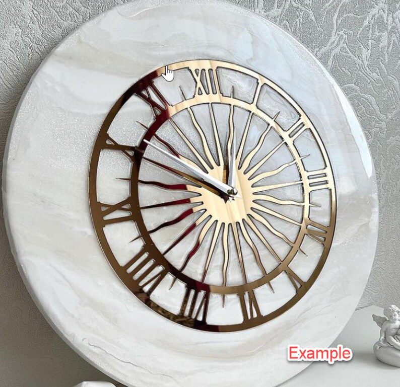 D3050cm the Sun Clock Face Resin Epoxy Wall Clock With Roman Etsy
