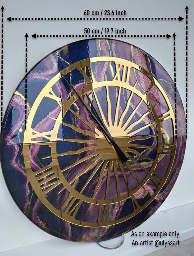 D3050cm the Sun Clock Face Resin Epoxy Wall Clock With Roman Etsy