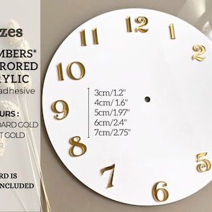 12pcs Mirrored Gold (standard or bright) Premium Numerals, height 3-7cm, Arabic Numbers for Epoxy Resin Clocks ~ Laser Cut Acrylic DIY Clock