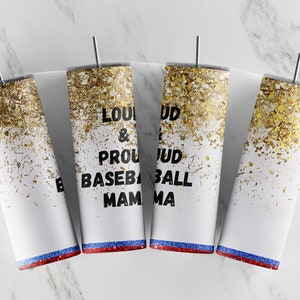 Baseball Mama 20oz Skinny Tumbler Wrap design, PNG a sublimazione, regalo per la mamma, regalo per la festa della mamma, carta, sfondo, forte e orgoglioso