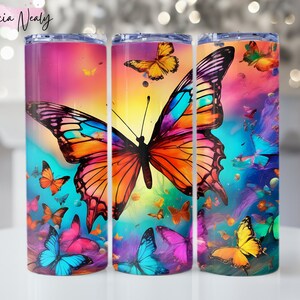 Butterfly 20oz Skinny Tumbler Wrap PNG –