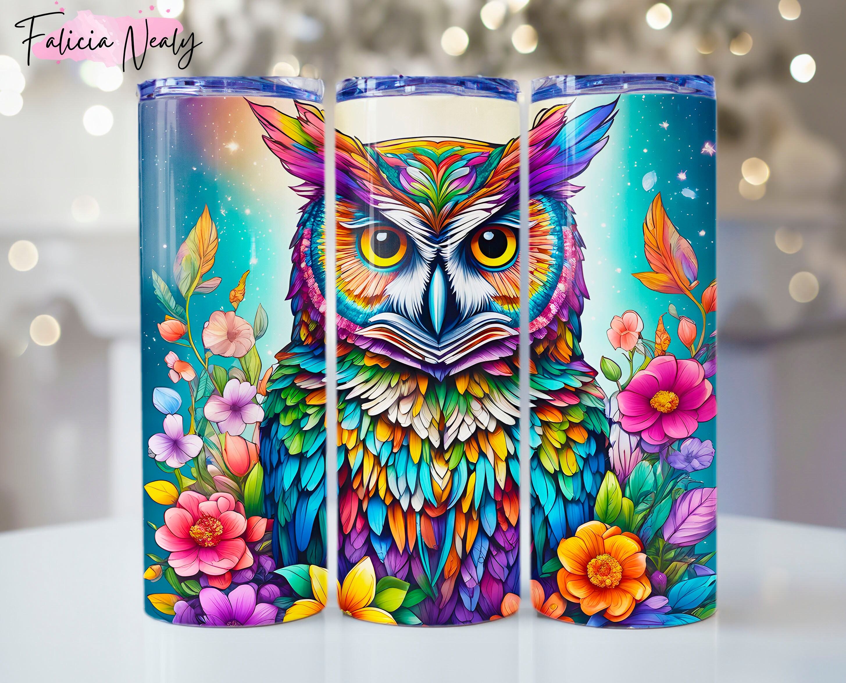 3D Owl Tumbler wrap | 20oz Skinny Tumbler | Sublimation | Digital Download Designs |  Whimsical Owl 